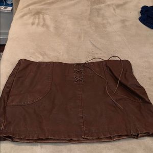 Brown leather skirt
